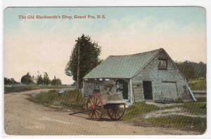 Old Blacksmith's Shop Grand Pre Nova Scotia Canada 1910c postcard