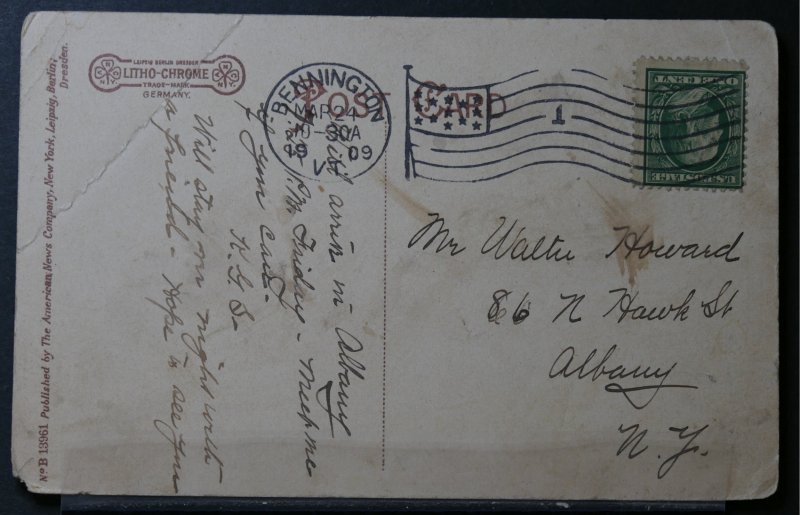 North Adams, MA - Windsor Lake - 1909 Flag Cancel