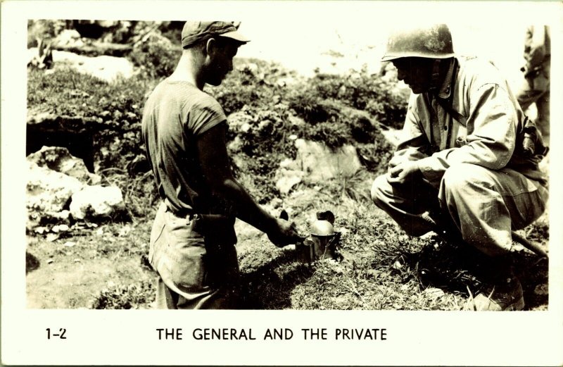 RPPC WW2 The General and the Private Japan Real Photo Postcard