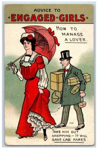 c1910's Advice To Engaged Girls How To Manage A Lover Posted Antique Postcard