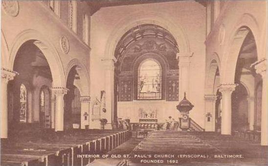 Ohio Baltmore Interior Of Old Saint Pauls Church Episcopal