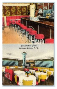 SARATOGA SPRINGS, NY ~Roadside PARAMOUNT PETE'S Restaurant c1940s Linen Postcard