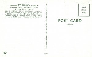 Vintage Postcard New Sanctuary Pasadena Community Church St. Petersburg Florida