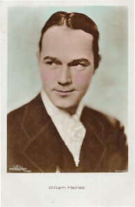 William Haines Film Actor Hand Coloured Tinted Real Photo Postcard