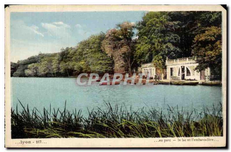 Old Postcard Lyon Park Lake and L & # 39embarcadere