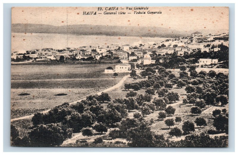 Caifa Haifa General Birds Eye View Postcard Palestine Jerusalem 