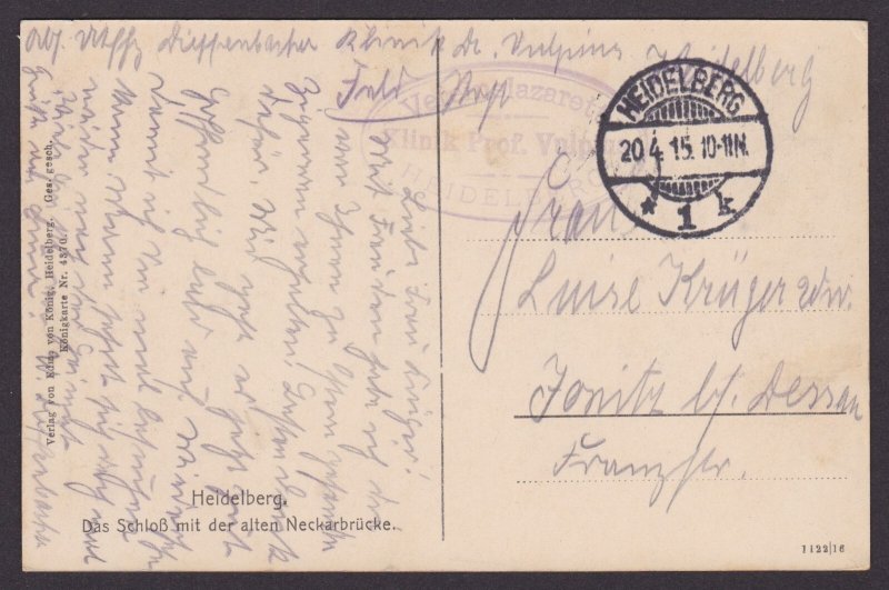 GERMANY 1915, Fieldpost card, Heidelberg, WWI