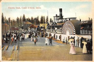 Electric Dock, Coeur d'Alene, Idaho Steamboat c1910s Vintage Postcard