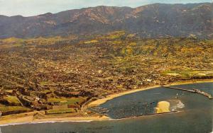 Santa Barbara California Aerial View Of City Coast Antique Postcard K24950