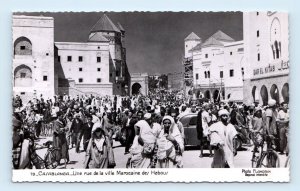 RPPC busy street scene CASABLANCA Morocco Africa Postcard