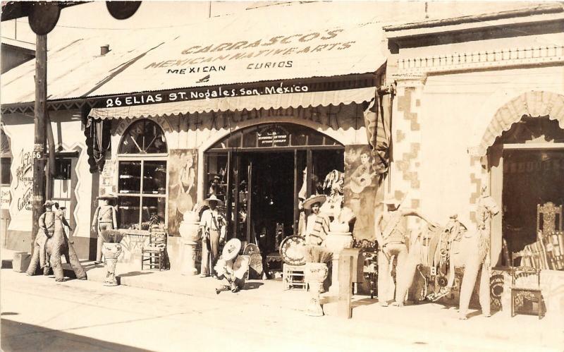 F61/ Foreign RPPC Postcard Mexico Nogales c1940s Elias St Curios Store