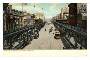 NY - New York City. The Bowery & Elevated Railroad