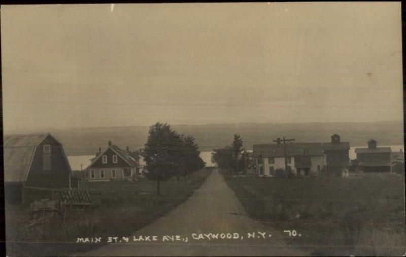 Caywood NY Main St. & Lake Ave c1915 Real Photo Postcard