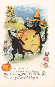 326099-Halloween, Whitney No WNY26-2, Black Cat with Drum Face and Dressed Mice