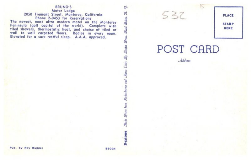 California  Monterey Bruno's Motor Lodge