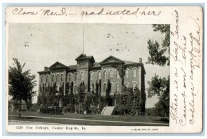 1905 Coe College Exterior Building Cedar Rapids Iowa IA Vintage Antique Postcard