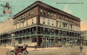 Jacksonville Florida FL~Hotel Jackson-Car Horse Buggy~1912 Advertising Postcard