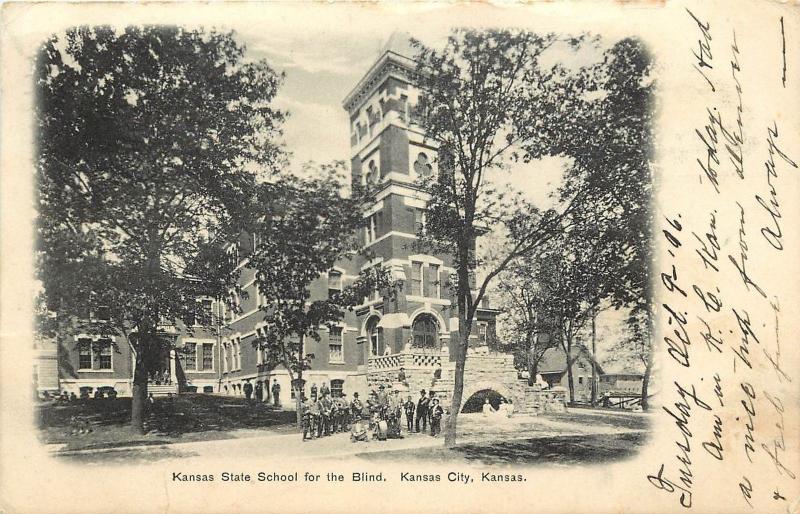 Vintage Lithographed Postcard; Kansas State School For the Blind, Kansas City KS