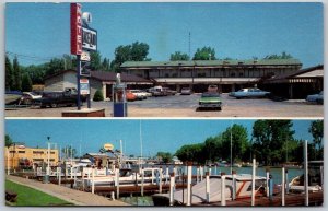 Port Clinton Ohio 1985 Postcard Lakeland Motel And Marina Boats