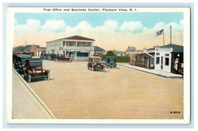 1913 Post Office and Business Center, Pleasant View, Rhode Island, RI Postcard 