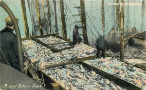 Postcard C-1910 Seafood Industry good salmon Catch Central News 22-12560