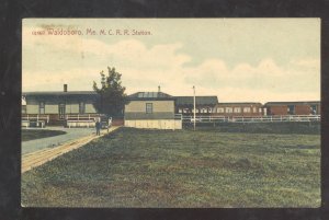 WALDOBORO MAINE CENTRAL RAILROAD DEPOT TRAIN STATION VINTAGE POSTCARD