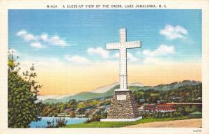 NC, North Carolina   CLOSE UP OF CROSS   Lake Junaluska   c1940's Linen Postcard