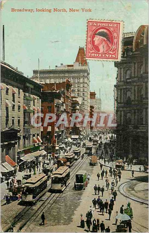Postcard Old Broadway Looking North New York