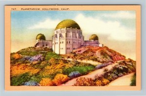 Hollywood, CA-California, Planetarium, Vintage Linen Postcard