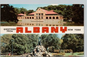 Greetings from Albany NY New York Washington Park Unused Postcard G90