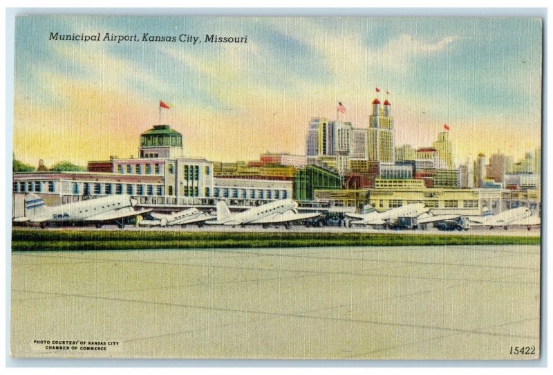 c1930's View Municipal Airport Airplanes Kansas City Missouri MO Postcard