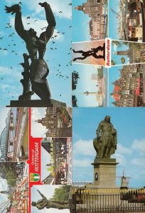 Rotterdam Statues Holland incl Military Monument 4x Postcard s