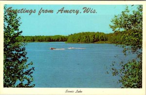 Postcard BOAT SCENE Amery Wisconsin WI AL9509