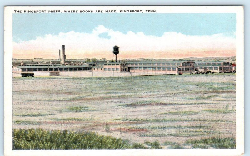 KINGSPORT, Tennessee TN ~ KINGSPORT PRESS Where Books Are Made c1930s Postcard 