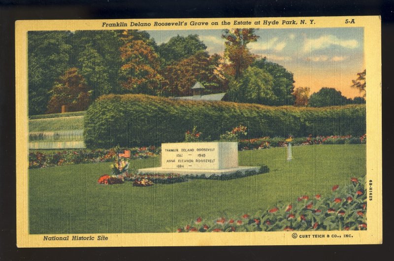 Hyde Park, New York/NY Postcard, Grave Of Franklin D. Roosevelt On Estate