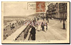 Old Postcard Cabourg Le Boulevard des Anglais Beach and the Grand Hotel