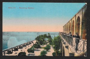 People Watching Cannon Battery at Waters Edge MALTA Unused c1910s