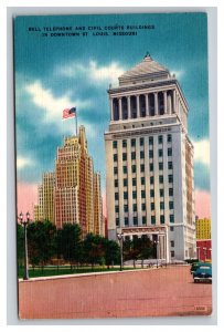 Vintage 1940s Postcard Bell Telephone Civil Courts Buildings Downtown St. Louis