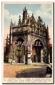 Alencon Postcard Old Porch & # 39eglise of Notre Dame