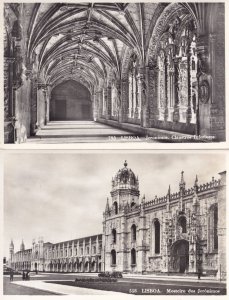 Lisboa Geronimos Mosteiro 2x Vintage Portugal Real Photo Postcard s