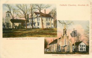 Vintage Postcard; Catholic Churches of Mendota IL LaSalle County, Wheelock