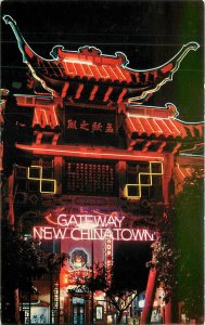 Postcard California Los Angeles Chinatown Night neon 1950s Colorpicture 23-7760