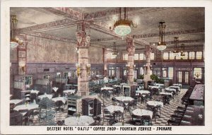 Spokane WA Desert Hotel Oasis Coffee Shop Fountain Service Unused Postcard H58