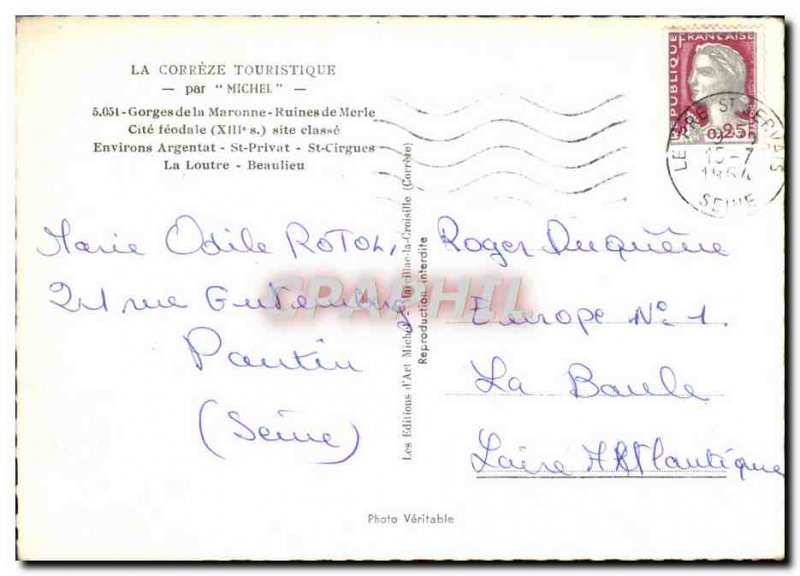 Modern Postcard The Tourist Correze Michel Gorges Maronne Merle Argentat Ruin...