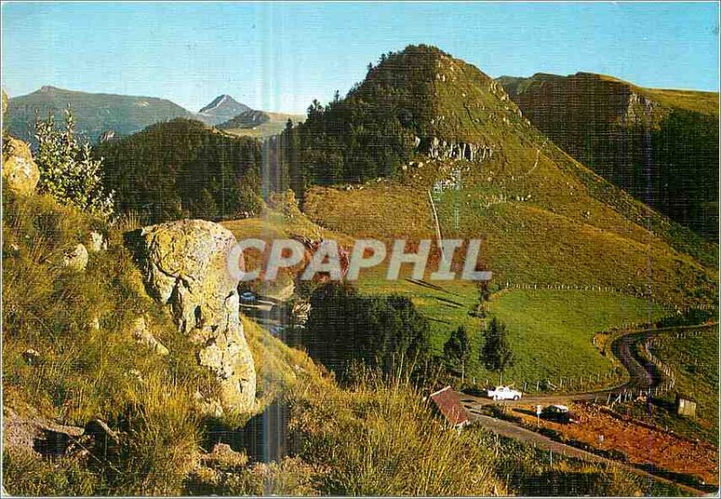 Modern Postcard The Cantal mountains Neronne Col (1242 m) In the Far Puy Mary...