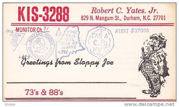 KIS-3288, Robert C. Yates. Jr. Grewetings from Sloppy Joe, 30-50s