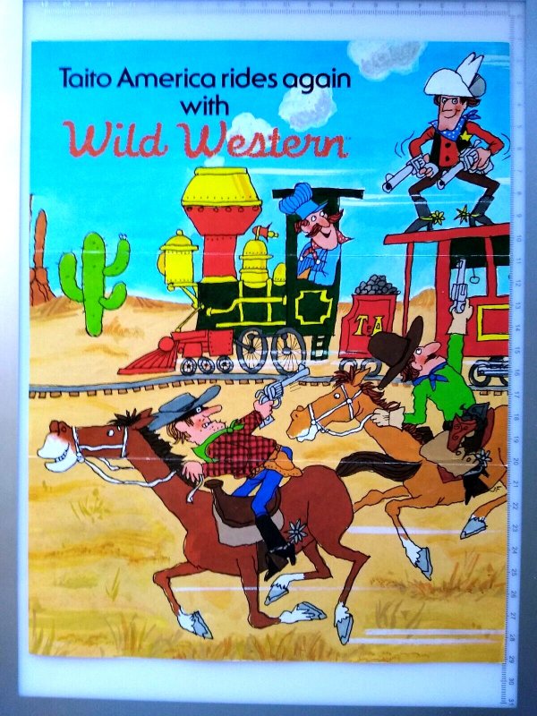 Wild Western Arcade Flyer Original Video Game Retro Art 8.5 x 11 Cowboys 1982