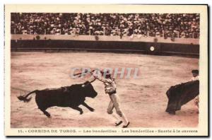 Old Postcard Sport Spain Bullfight Toro Bull banderillas The Suerte has carrera