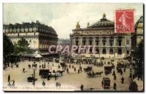 Paris Old Postcard The opera Le grand hotel and coffee Peace