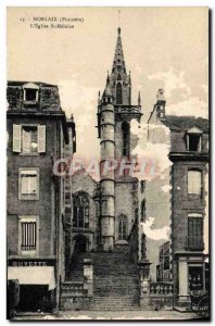 Old Postcard Morlaix L & # 39Eglise St Melaine Buvette